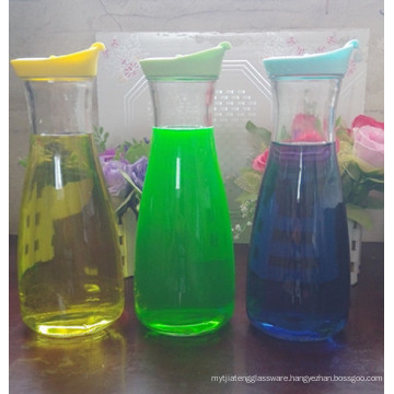 Haonai 1L GLASS JAR,clear glass juice bottle with plastic crew lid.